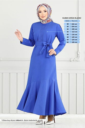 moda selvim Dress 4096PM1063-M Saxe - Thumbnail