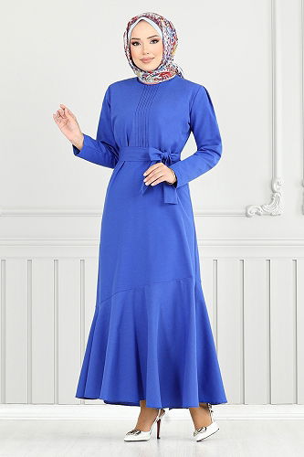 moda selvim Dress 4096PM1063-M Saxe - Thumbnail