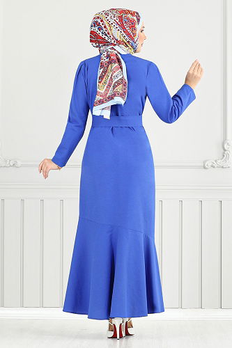 moda selvim Dress 4096PM1063-M Saxe - Thumbnail