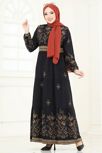 moda selvim Dress 4096ZNNK1102 Black - Thumbnail