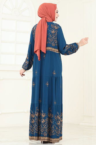 moda selvim الفستان بترولي 4096ZNNK1102 - Thumbnail