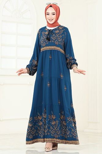 moda selvim الفستان بترولي 4096ZNNK1102 - Thumbnail