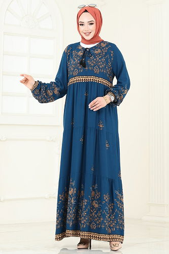 moda selvim الفستان بترولي 4096ZNNK1102 - Thumbnail