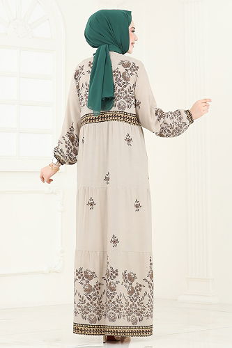 moda selvim الفستان بيج 4096ZNNK1102 - Thumbnail