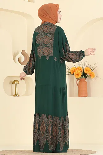 moda selvim Dress 4097ZNNK1102 Emerald - Thumbnail