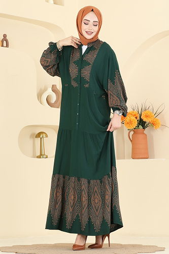 moda selvim الفستان زيتي 4097ZNNK1102 - Thumbnail