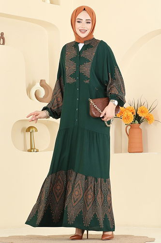 moda selvim الفستان زيتي 4097ZNNK1102 - Thumbnail