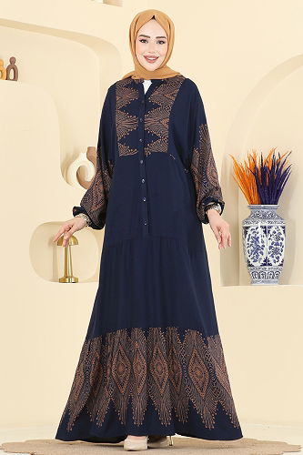 moda selvim Dress 4097ZNNK1102 Navy Blue - Thumbnail