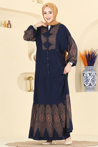 moda selvim Dress 4097ZNNK1102 Navy Blue - Thumbnail