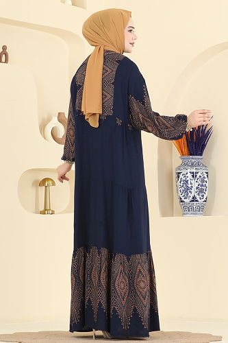 moda selvim Dress 4097ZNNK1102 Navy Blue - Thumbnail