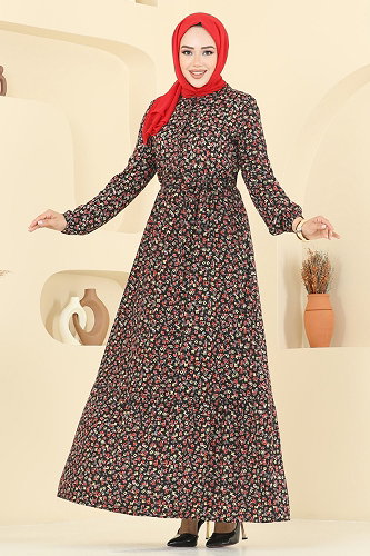 moda selvim الفستان أسود 4098ZNNK1102 - Thumbnail