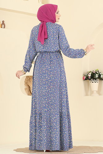 moda selvim الفستان ازرق 4098ZNNK1102 - Thumbnail