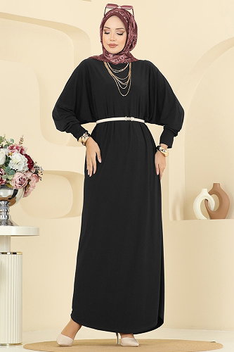 moda selvim الفستان أسود 4099ZNNK1102 - Thumbnail