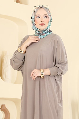 moda selvim Dress 4099ZNNK1102 Dark Stone - Thumbnail