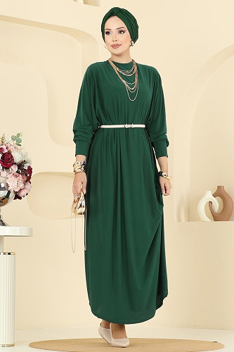 moda selvim Dress 4099ZNNK1102 Emerald - Thumbnail