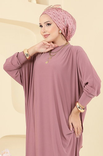 moda selvim Dress 4099ZNNK1102 Light Rose Dried - Thumbnail