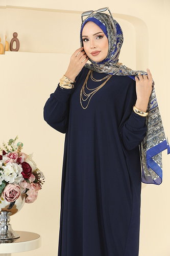 moda selvim Dress 4099ZNNK1102 Navy Blue - Thumbnail