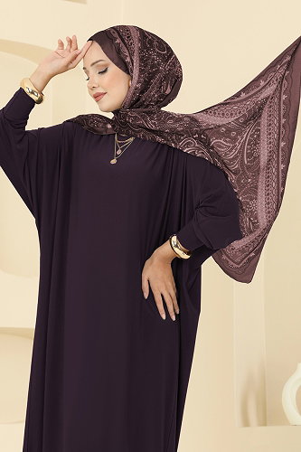 moda selvim الفستان أرجواني 4099ZNNK1102 - Thumbnail