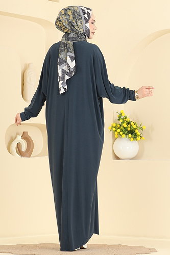 moda selvim الفستان رمادي غامق 4099ZNNK1102 - Thumbnail