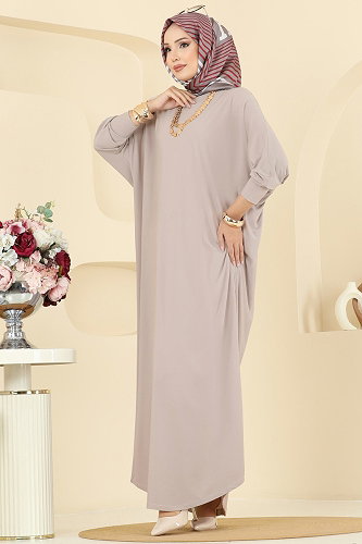 moda selvim الفستان بيج 4099ZNNK1102 - Thumbnail