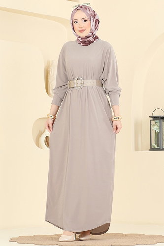 moda selvim الفستان بيج 4099ZNNK1102 - Thumbnail