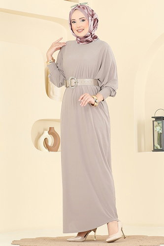 moda selvim الفستان بيج 4099ZNNK1102 - Thumbnail