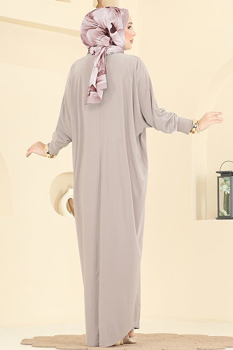 moda selvim الفستان بيج 4099ZNNK1102 - Thumbnail