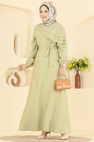 moda selvim الفستان أخضر عشبي 409ASN888 - Thumbnail