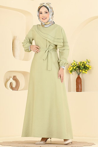 moda selvim الفستان أخضر عشبي 409ASN888 - Thumbnail