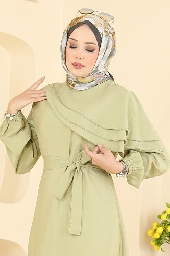 moda selvim الفستان أخضر عشبي 409ASN888 - Thumbnail