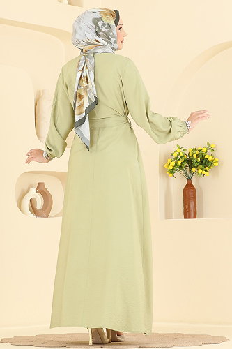 moda selvim الفستان أخضر عشبي 409ASN888 - Thumbnail