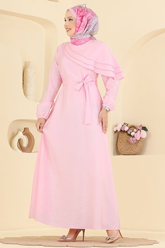 moda selvim Dress 409ASN888 Pink - Thumbnail