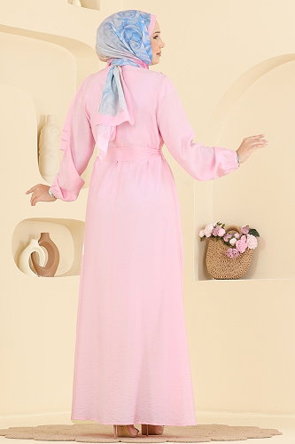 moda selvim Dress 409ASN888 Pink - Thumbnail