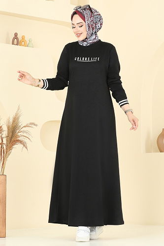 moda selvim الفستان أسود 4108PM271 - Thumbnail