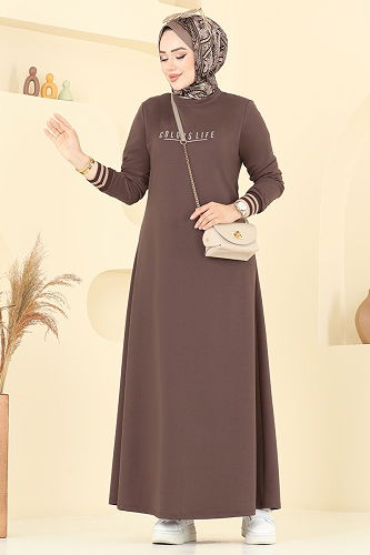 moda selvim Dress 4108PM271 Brown - Thumbnail