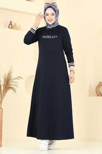 moda selvim Dress 4108PM271 Dark Navy Blue - Thumbnail