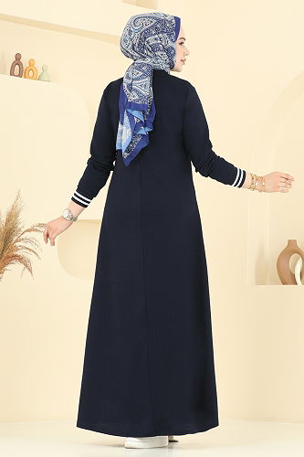 moda selvim Dress 4108PM271 Dark Navy Blue - Thumbnail