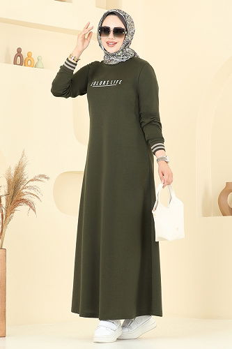 moda selvim الفستان اخضر عفني 4108PM271 - Thumbnail