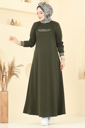 moda selvim الفستان اخضر عفني 4108PM271 - Thumbnail