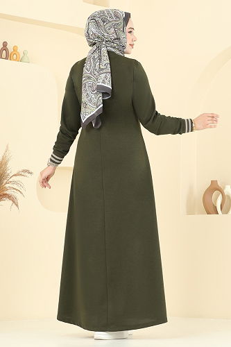 moda selvim الفستان اخضر عفني 4108PM271 - Thumbnail