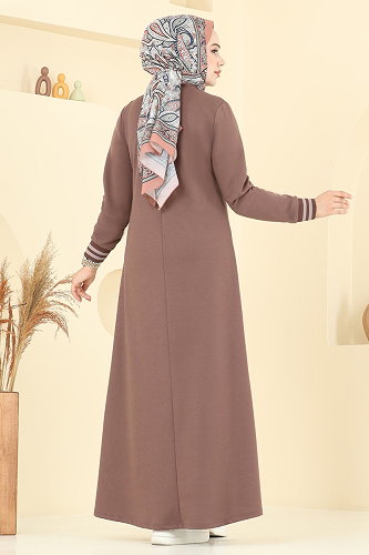 moda selvim Dress 4108PM271 Light Brown - Thumbnail