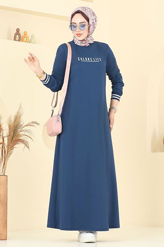 moda selvim Dress 4108PM271 Light Indigo - Thumbnail