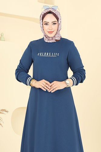 moda selvim Dress 4108PM271 Light Indigo - Thumbnail