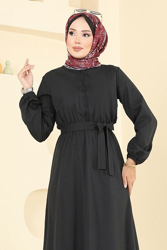 moda selvim Dress 4110PM271 Black - Thumbnail