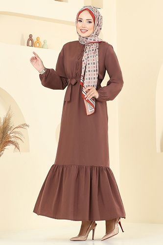 moda selvim Dress 4110PM271 Brown - Thumbnail