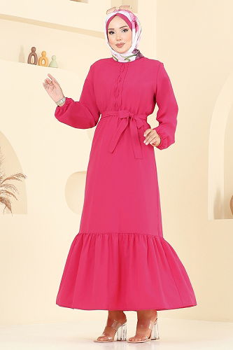 moda selvim Dress 4110PM271 Fuchsia - Thumbnail