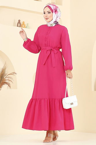 moda selvim Dress 4110PM271 Fuchsia - Thumbnail