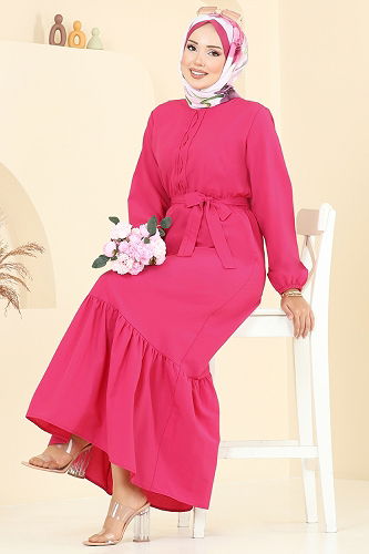 moda selvim Dress 4110PM271 Fuchsia - Thumbnail