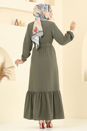moda selvim Dress 4110PM271 Khaki - Thumbnail