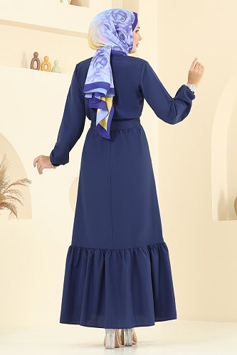 moda selvim Dress 4110PM271 Navy Blue - Thumbnail
